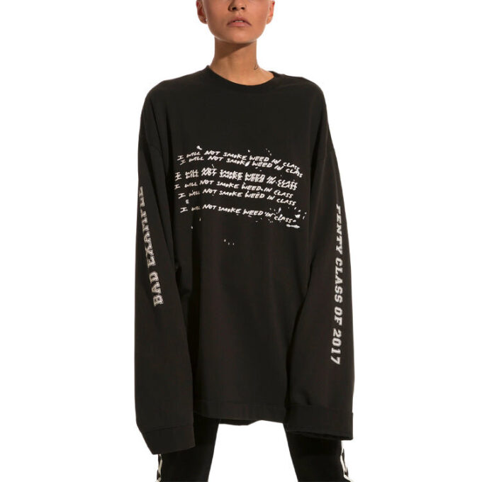 (WMNS) Camiseta de manga larga con cuello redondo Fenty de Rihanna «Negro»