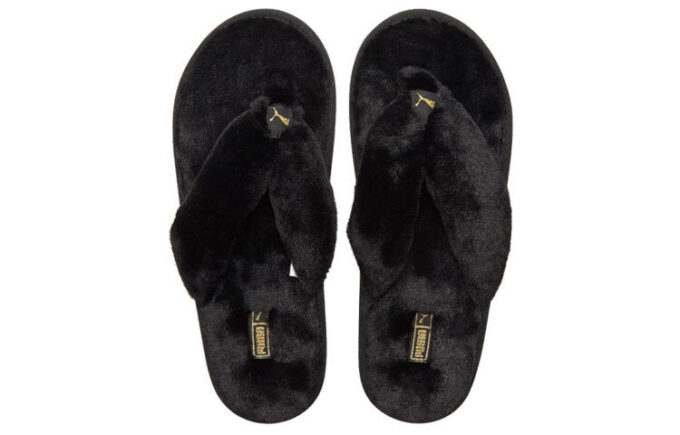 (WMNS) Chanclas Fluff «Equipo Negro Dorado»