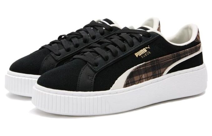 (WMNS) Plataforma de gamuza a cuadros «Negro»