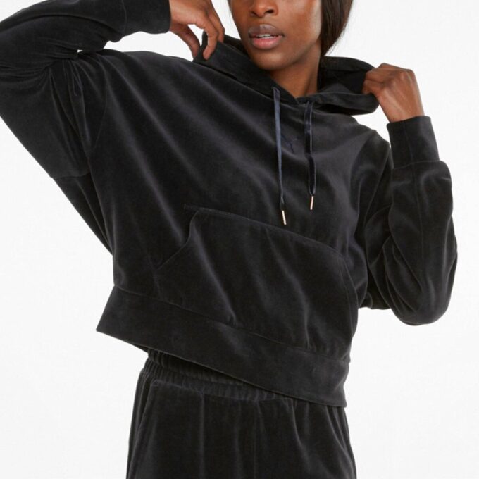 (WMNS) Sudadera con capucha de terciopelo «Negra»