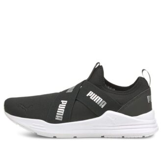 (WMNS) Zapatillas sin cordones con cable «Negro Plata»