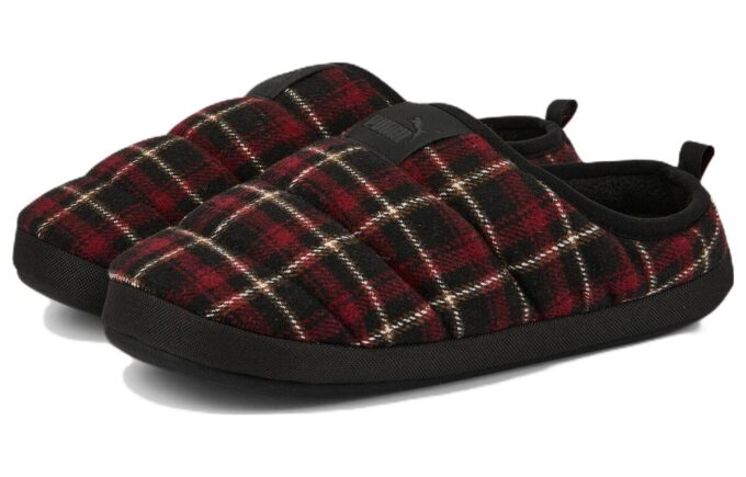 Zapatillas de franela sin cordones Scuff «Negro Rojo»